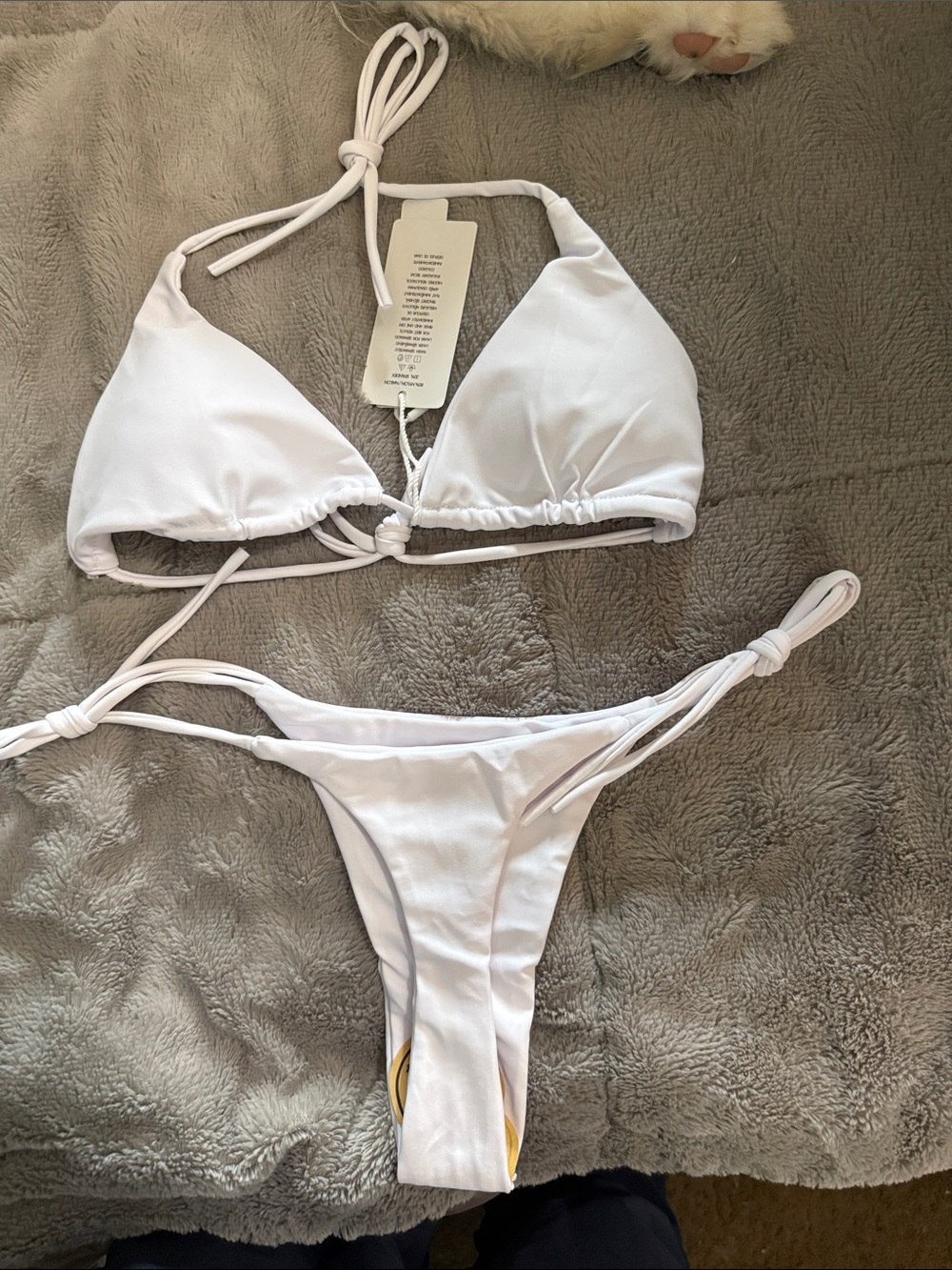 White String Triangle Bikini Set